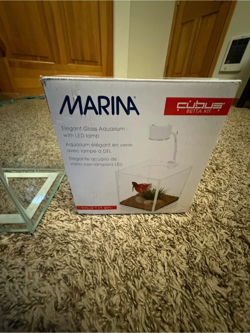 Glass Betta Fighting Fish Desktop Tank with lid and box New In Box no light - Picture 2 of 5